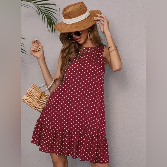 SHEIN LUNE Polka Dot Ruffle Hem Dress - Picture 5 of 5